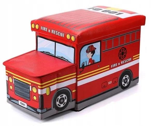Úložný box na hračky, hasičské auto - červená | BIANO