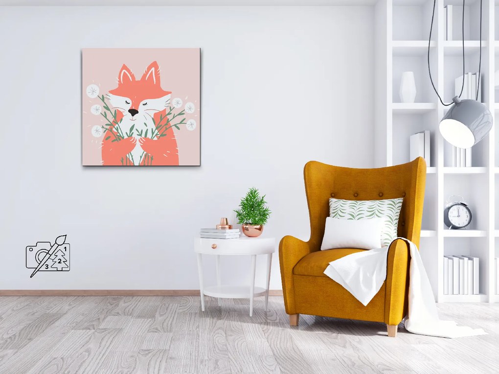 Gario Maľovanie podľa čísel Líštička s púpavami Rozmery: 80 x 80 cm, Rámovanie: S vnútorným rámom