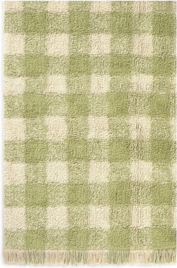 Zelený prateľný/ručne tkaný bavlnený detský koberec 90x120 cm Vichy – Lorena Canals