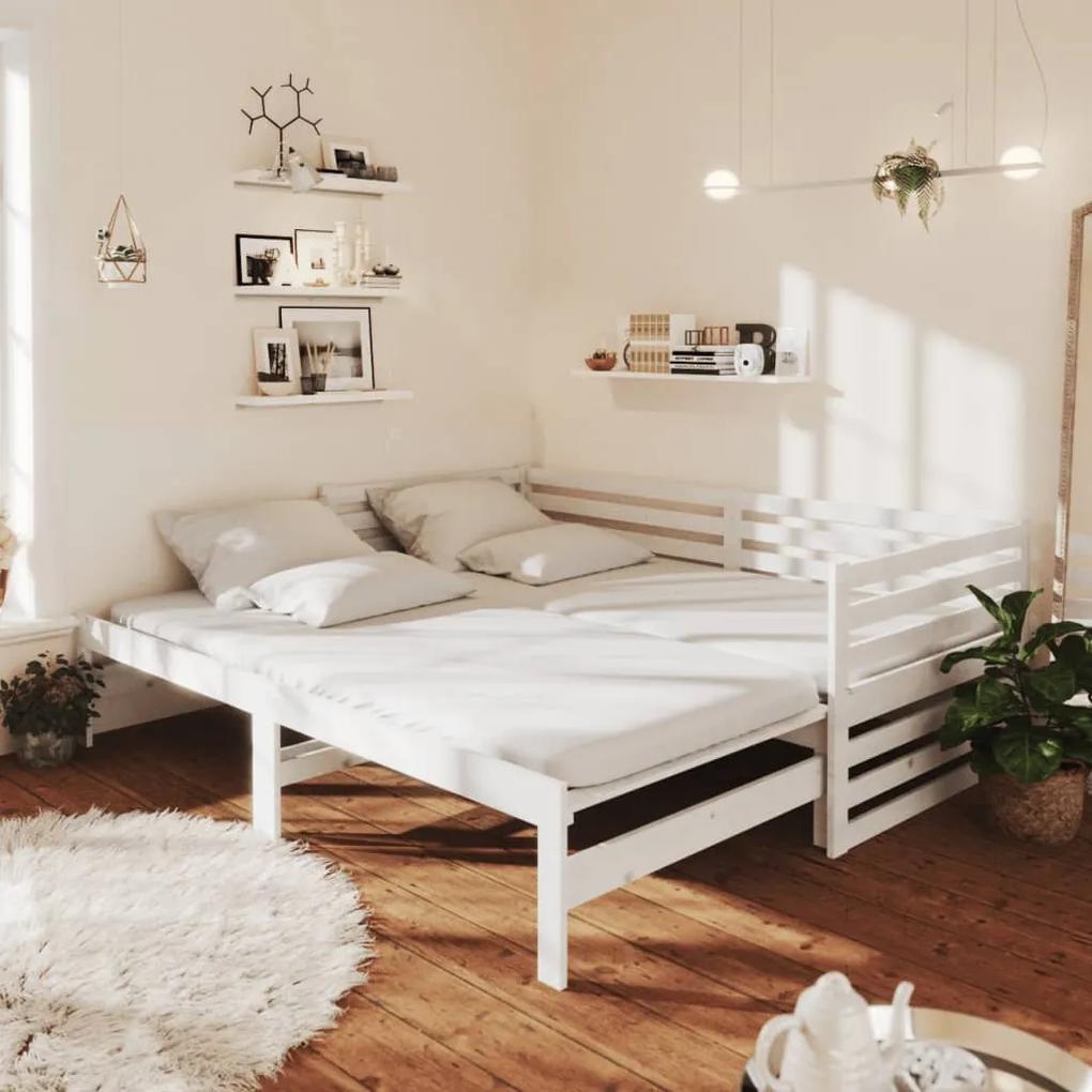 vidaXL Rozkladacia denná posteľ 2x(90x200) cm biela borovicové drevo