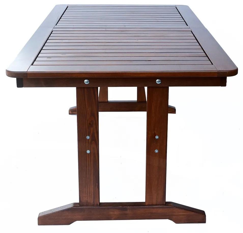 Kvalitný skladací záhradný stôl ANETA 160-210cm z borovicového dreva - lakovaný