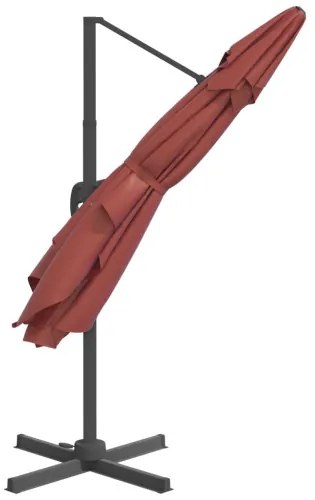 vidaXL Závesný slnečník s hliníkovou tyčou tehlový 300x300 cm-
