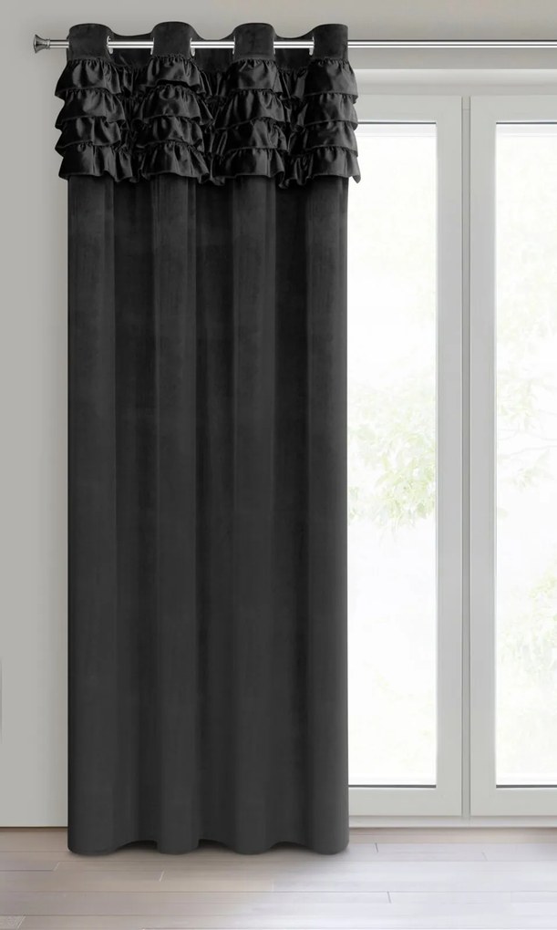 ZATEMŇOVACÍ ZÁVES NA KRÚŽKOCH ERIN 140X250 CM ČIERNA