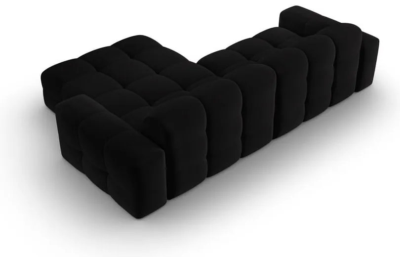 Čierna zamatová rohová pohovka (pravý roh) Kendal - Micadoni Home