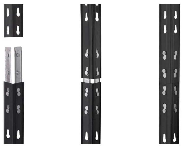 Kovový regál RIVET s drevenou HDF policou,180x90x45cm, 5 políc, 450 kg na policu,  antracitová hladká štruktúra