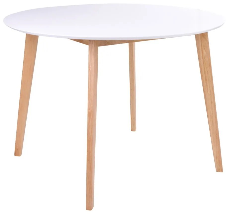 Jedálenský stôl s okrúhlou bielou doskou loomi.design Vojens, ⌀ 105cm