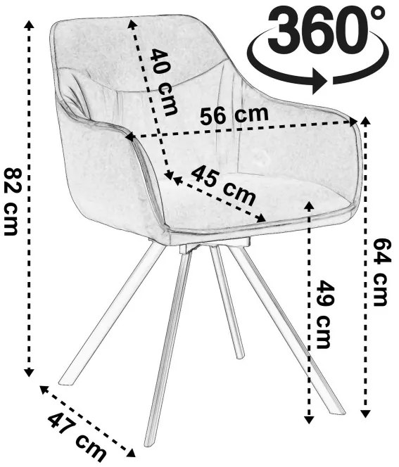 Jedálenská stolička SYDNEY zamatová, čierna