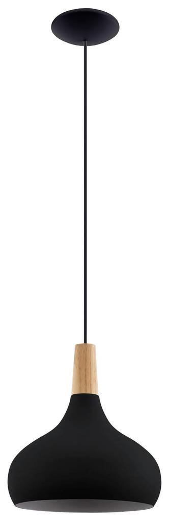 EGLO Závesné moderné osvetlenie SABINAR, 1xE27, 40W, čierne, 28cm, okrúhle