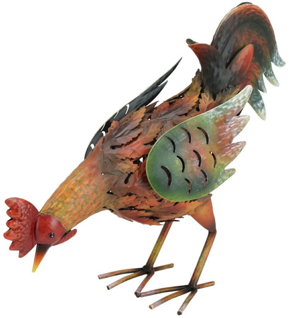 Záhradná kovová figúrka Rooster, 32 cm, viacfarebná