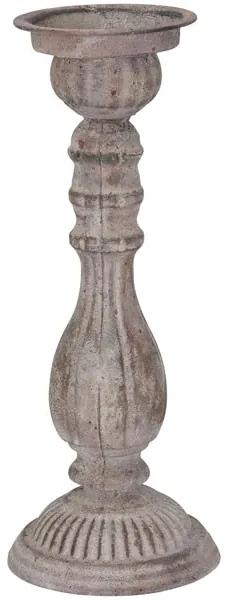 Šedý antik kovový svietnik ArtFerro na širokú sviečku - Ø 12,5*33cm