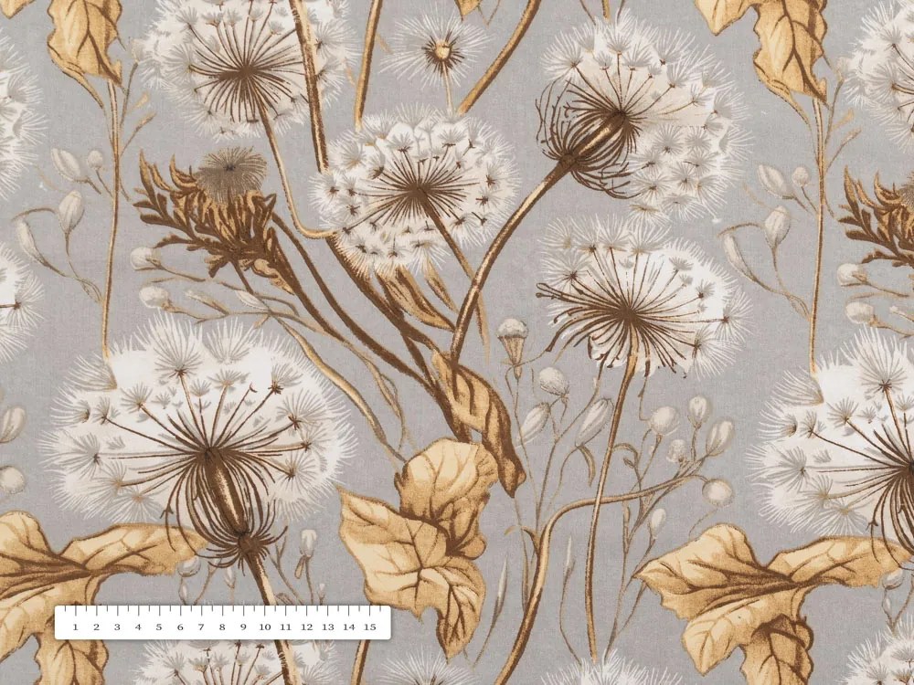 Biante Bavlnený oválny obrus Sandra SA-517 Jesenné púpavy na sivom 60x100 cm