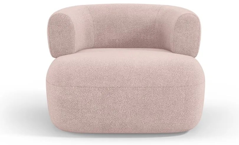 Svetloružové kreslo z textílie buklé Jenny – Micadoni Home