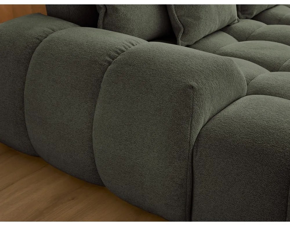 Zelená ženilková rozkladacia/s úložným priestorom rohová pohovka (pravý roh/do tvaru "U") Everest – Bobochic Paris