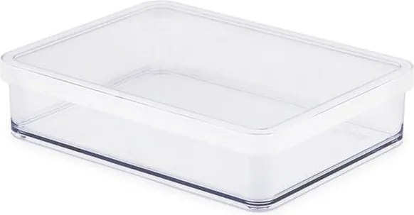 Hranatá plastová dóza na potraviny LOFT biela 1 l nízka