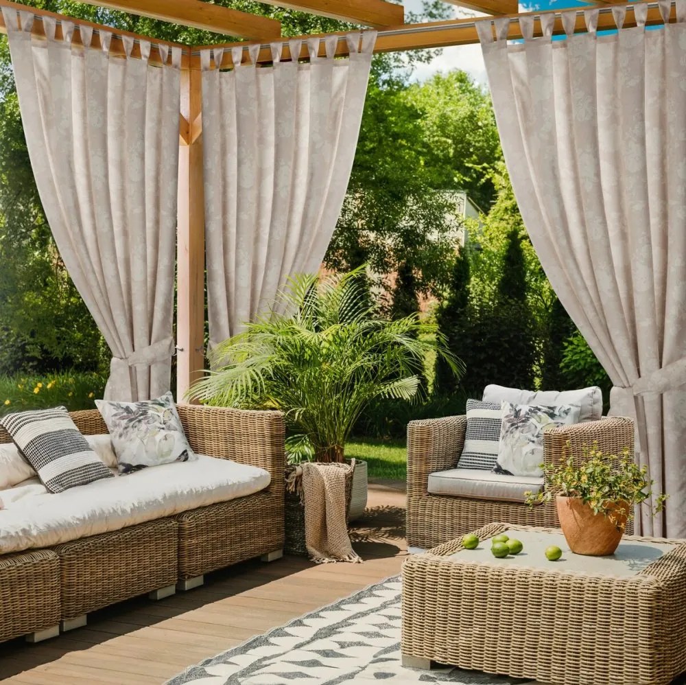 Vodeodolný záves do altánku s elegantným vzorom Šírka: 155 cm | Dĺžka: 220 cm