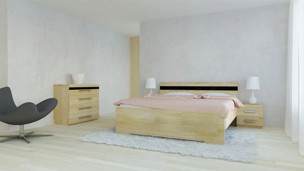 Texpol MONA - masívna buková posteľ s možnosťou preskleného čela 140 x 210 cm, buk masív