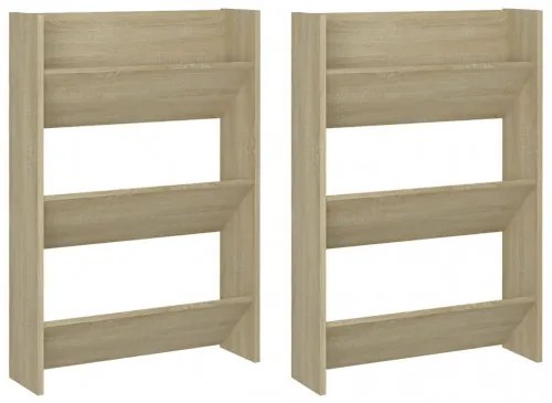 vidaXL Nástenné botníky 2 ks dub sonoma 60x18x90 cm drevotrieska-