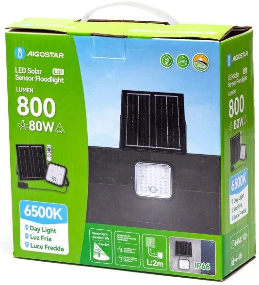 Aigostar - LED stmievateľný solárny reflektor s čidlom LED/80W/3,4V IP66 + DO