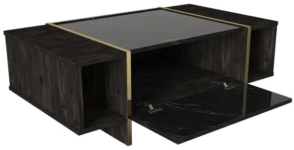 Konferenčný stolík VEYRON 37,3x103,8 cm čierna/zlatá
