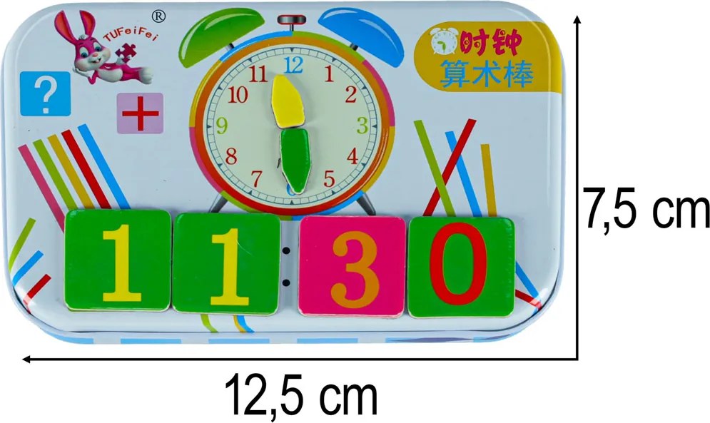 KIK Vzdelávacia magnetická sada na učenie hodín a matematiky pre deti – 50 dielov v plechovke
