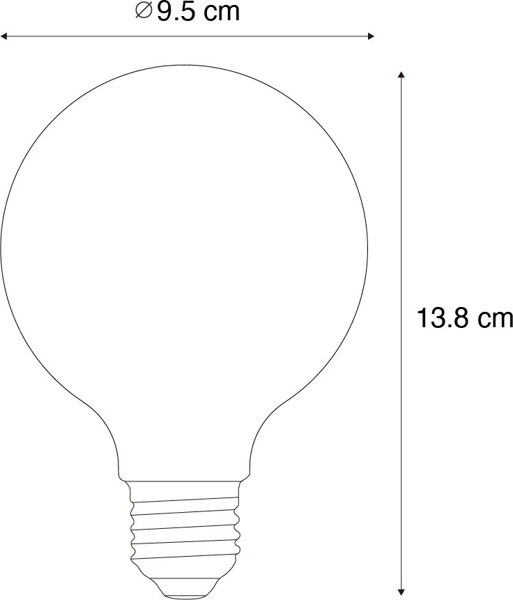 Sada 5 LED žiaroviek E27 G95 číre vlákno 3,8W 806 lm 3000K