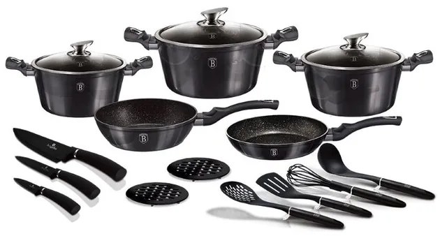 17-dielna sada granitového riadu BerlingerHaus METALLIC LINE Carbon Pro Edition