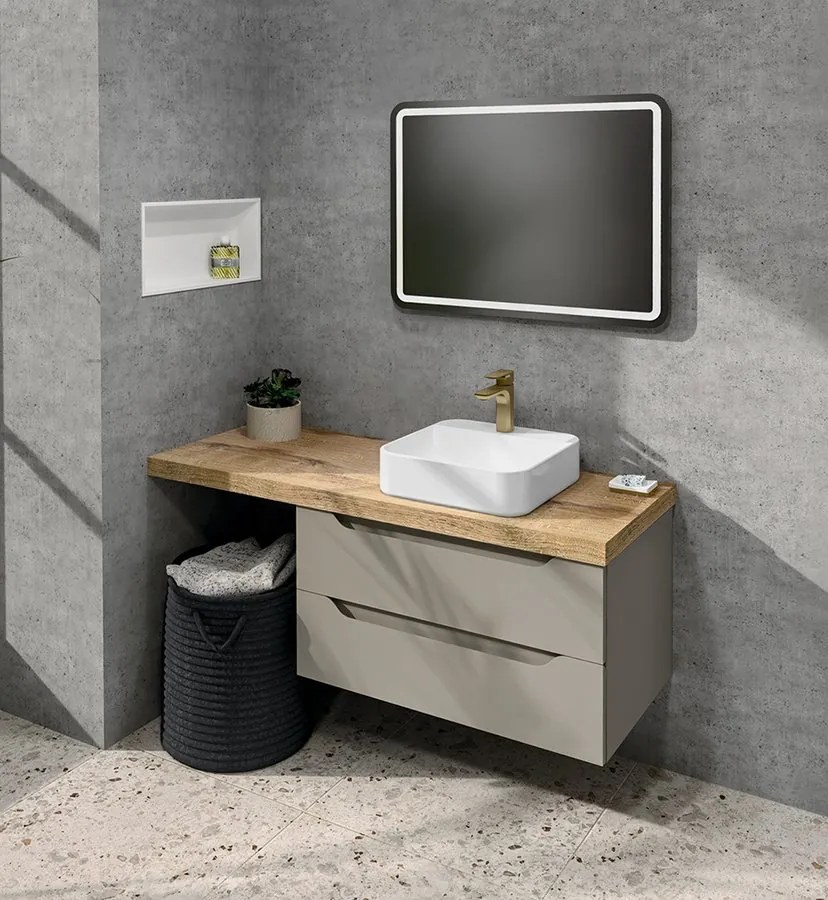 Sapho Sapho, WAVE dvojumývadlová skrinka 149,7x50x47,8cm, biela/dub cuneo, WA150-3025