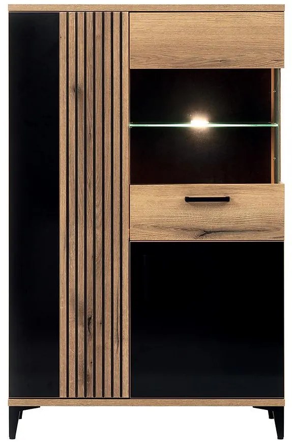 Vitrína Aris As06 Dub/Čierna