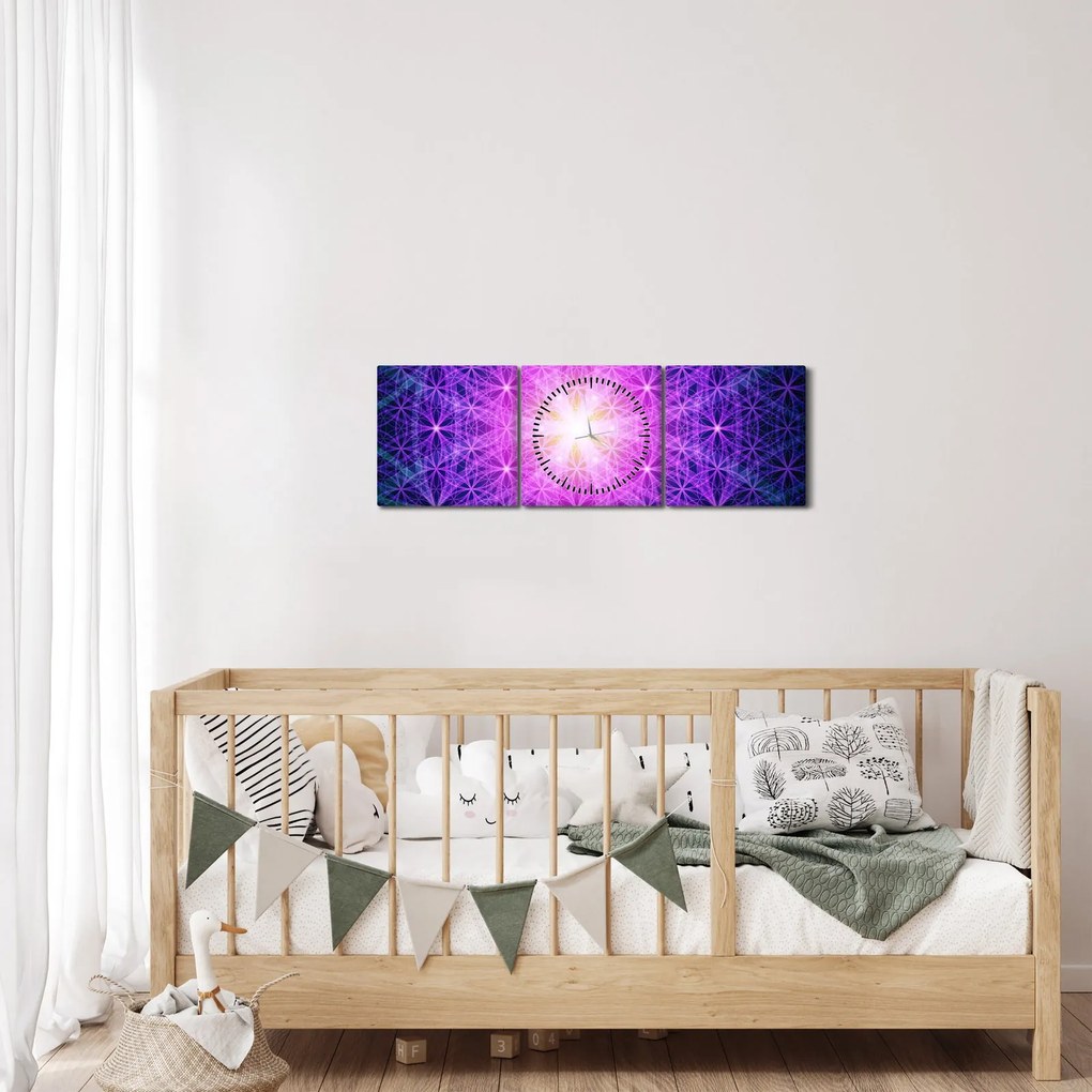 Abstratný obraz (s hodinami) (90x30 cm)
