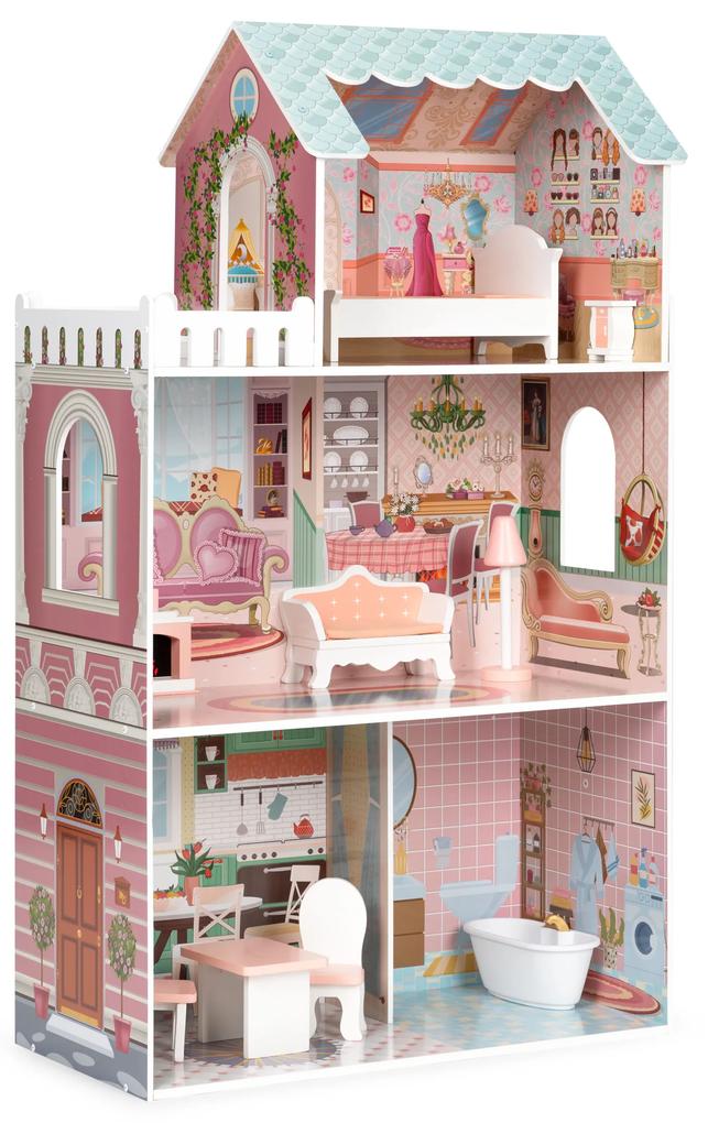 Veľký domček pre bábiky s kompletným nábytkom ECOTOYS