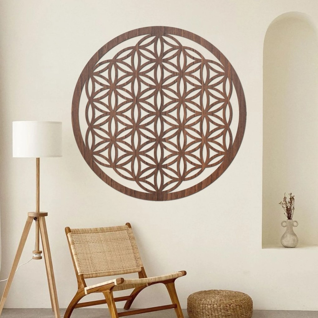 Drevená mandala na stenu Kvet života | EPRTON: HDF - Orech 40 cm 4317-78544 HDF0168