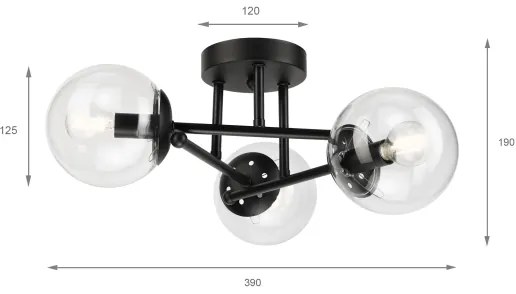 Brilagi - Prisadený luster MALIVA 3xE14/15W/230V čierna/číra