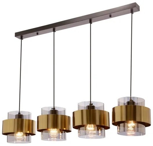 Luster na lanku SPIEGA 4xE27/60W/230V zlatá/čierna