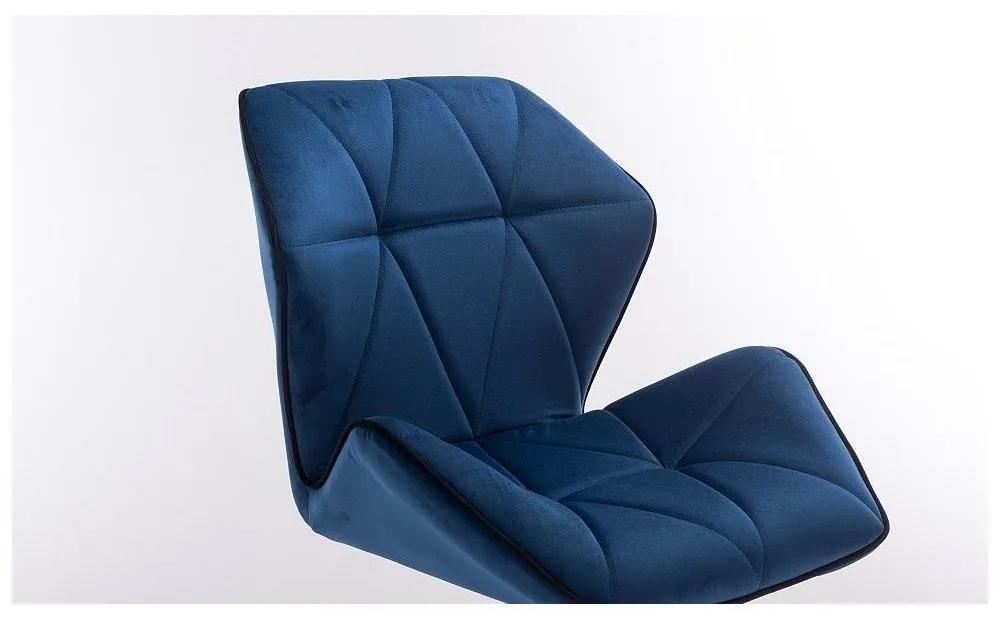 LuxuryForm Barová stolička MILANO MAX VELUR na čierne podstave - modrá