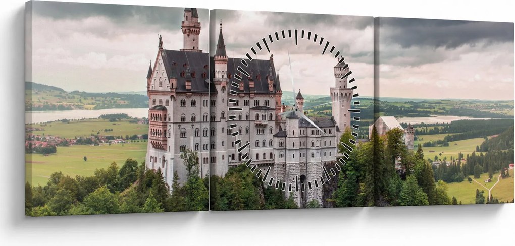 Obraz - Zámok na skalách (s hodinami) (90x30 cm)