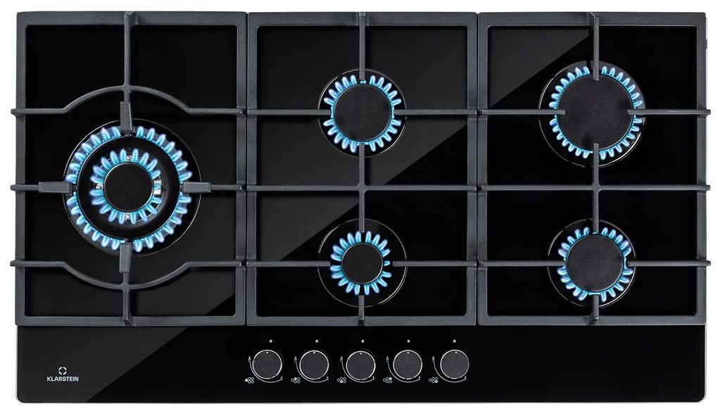 Klarstein Ignito Chef Edition, plynová varná doska, 5 Sabaf horákov, 5 zón, sklokeramika