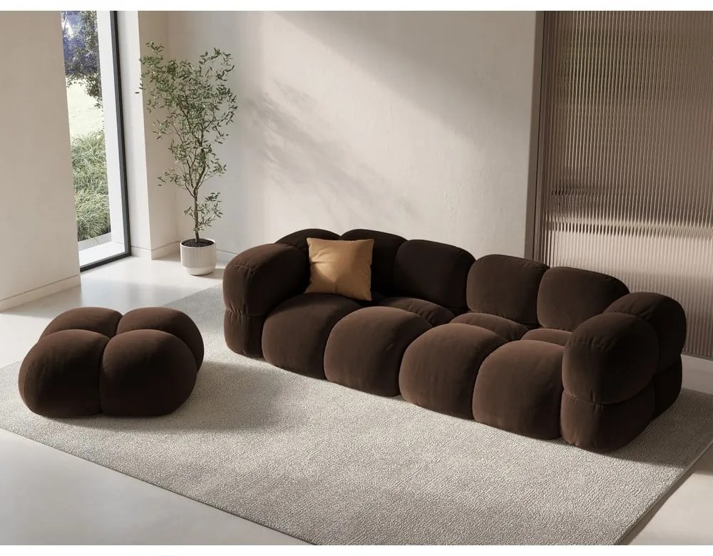 Tmavohnedá zamatová pohovka 250 cm Loretto – Cosmopolitan Design