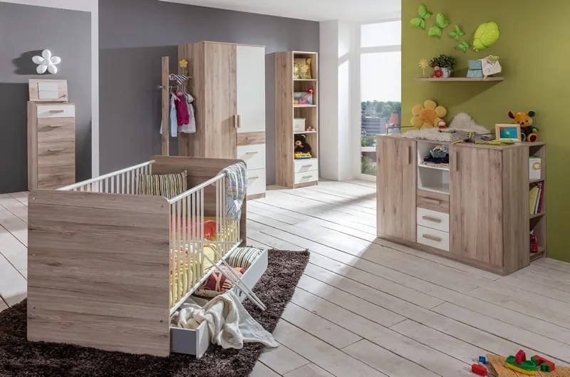 Detská postieľka Cariba 70x140 cm, dub san remo/biela