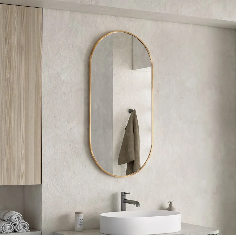 Erga Oval, oválne zrkadlo 50x100cm, zlatý rám, ERG-V01-OVAL-5010-GD