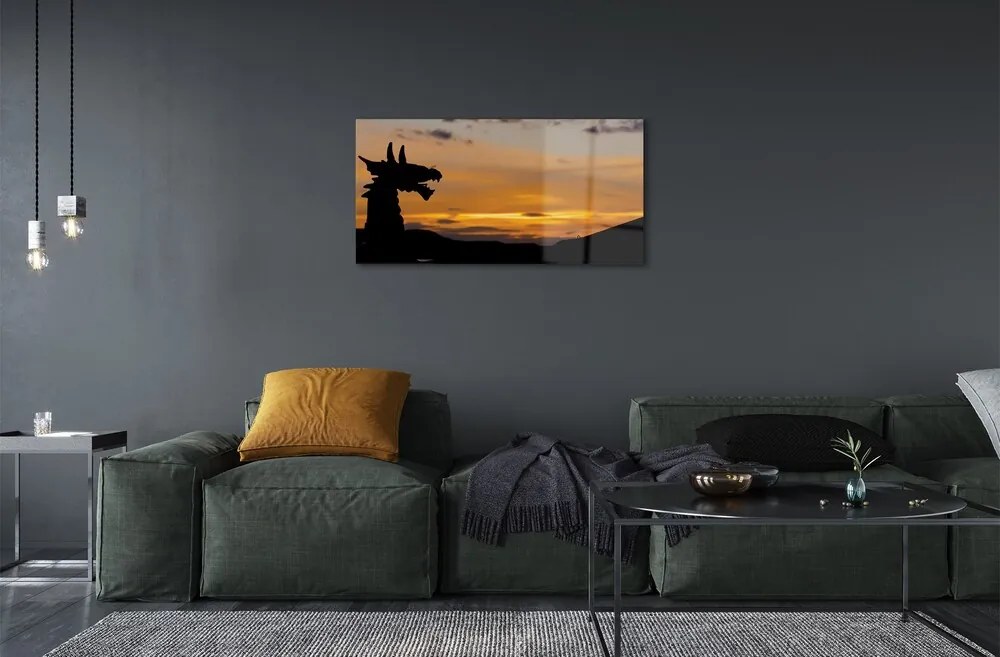 Sklenený obraz Slnko oblohu drak 125x50 cm