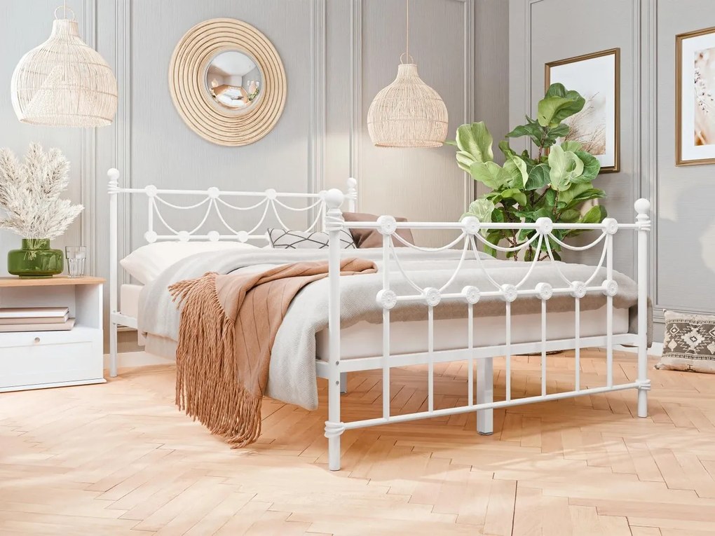 Kovová posteľ Emprio, Rozmer postele: 120x200, Farba: biela