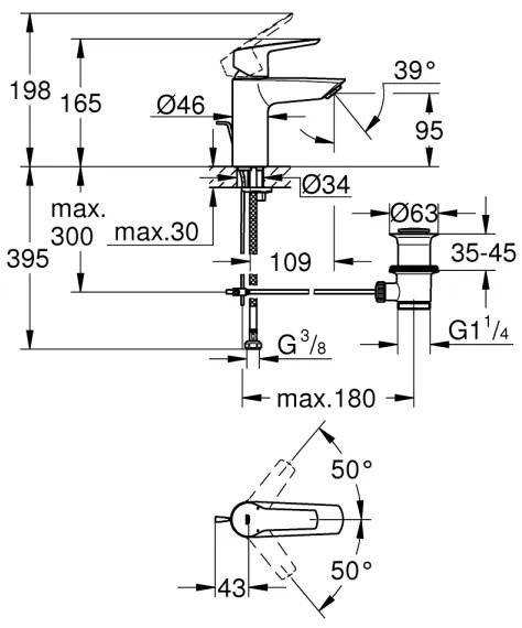 GROHE 242092432 - Umývadlová batéria QUICKFIX START 165 mm čierna