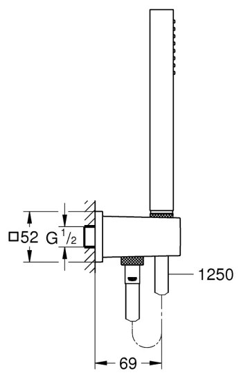 GROHE 26405000 - Sada s nástenným držiakom EUPHORIA CUBE STICK 1250 mm lesklý chróm