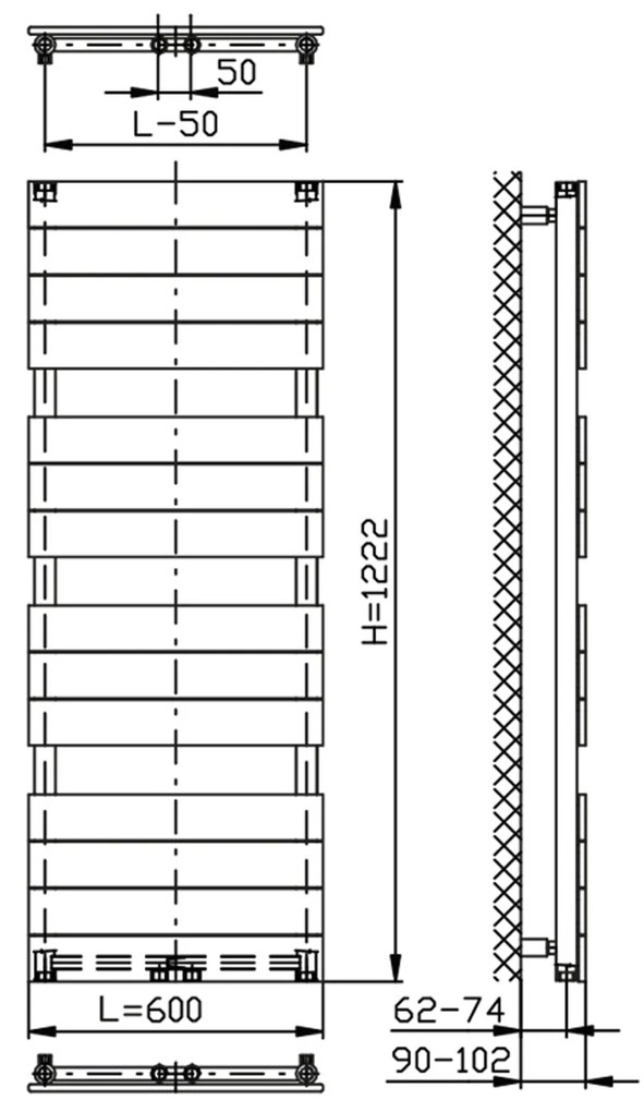 Aqualine Aqualine, BONDI vykurovacie teleso 600x1222mm, biela, DC420T