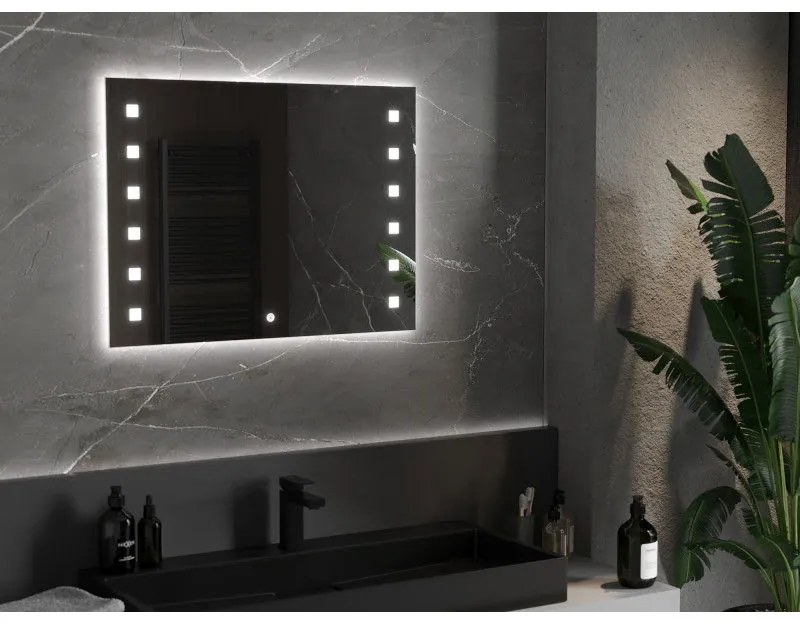 Mexen Ner, LED kúpeľňové zrkadlo s podsvietením 80x60 cm, 6000K, ochrana proti zahmlievaniu, 9809-080-060-611-00