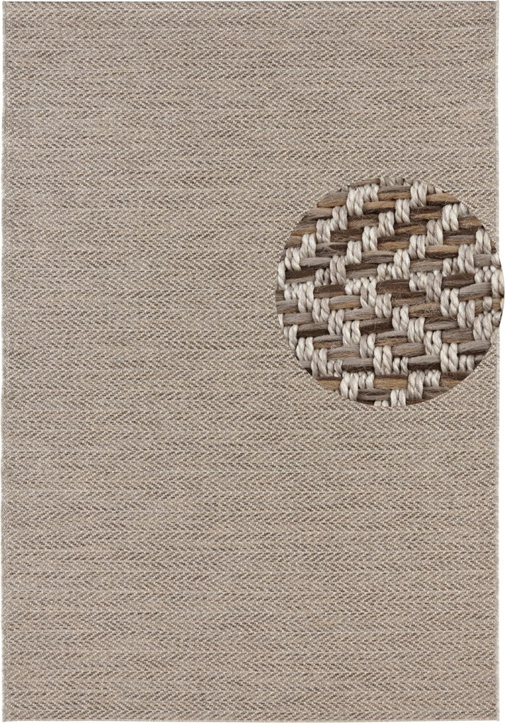 ELLE Decoration, Kusový koberec Brave 103615 natural Brown z kolekcie Elle – na von aj na doma, 120x170, béžová, chodba / predsieň