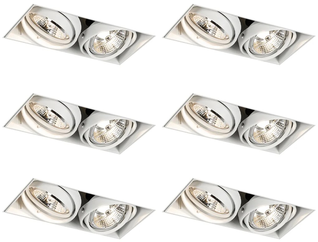 Sada 6 zapustených bodových svetiel biela GU10 70 mm 2-svetelná bezrámová - Oneon