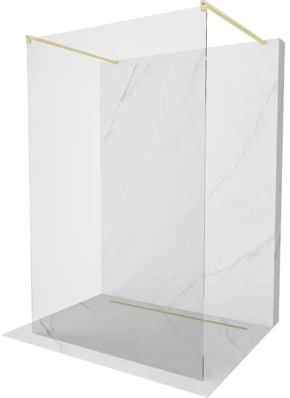 Mexen Kioto, sprchová zástena Walk-In 105 x 200 cm, 8mm číre sklo, zlatý matný profil, 800-105-002-55-00