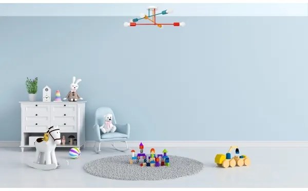 Prisadený luster CAMBRIDGE 6xE27/20W/230V modrá/červená/oranžová