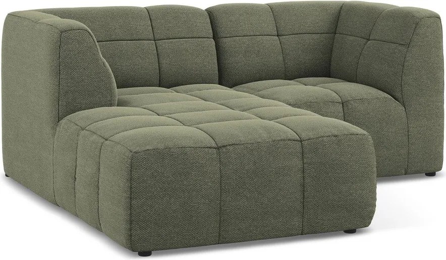 Zelená rohová pohovka z textílie buklé (ľavý roh/s leňoškou) Aloha – Makamii